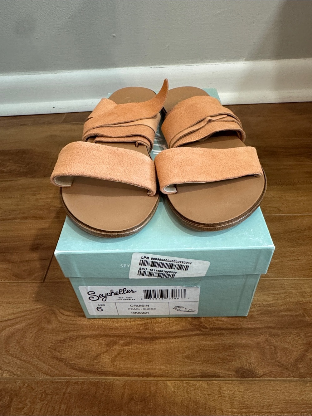 Seychelles Peach Suede Double-Strap Slide Sandals